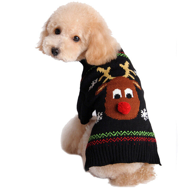 Dog Clothes Warm Pullover Christmas Pet Coat Winter Cats Clothing With Deer Apparel Sweater Knitwear Puppy Coat Outwear Costume