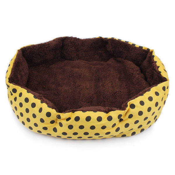Warm Dog Bed Soft Fleece Dot Design With Removable Pet Mat
