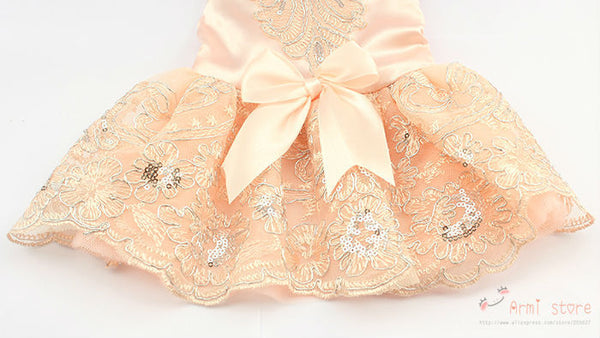 Armi store Sequins Lace Embroidered Dog Dress Princess Wedding Dresses For Dogs 6073009 Pet Tutu Skirt Supplies  XS S M L XL