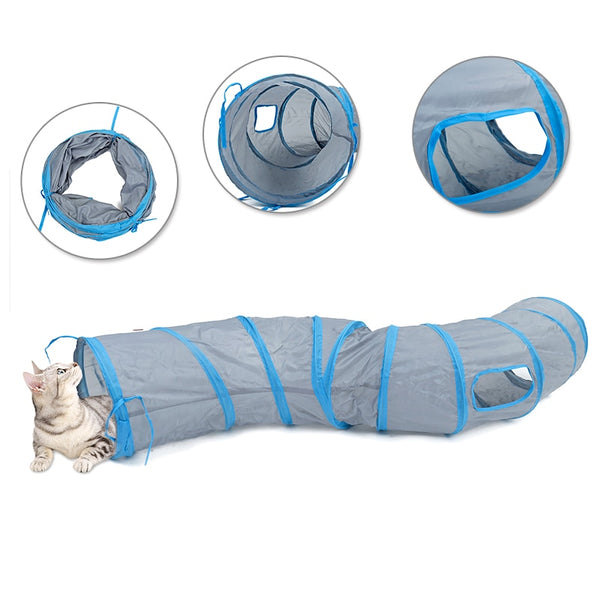 "S"Funny Pet Tunnel Cat Play Tunnel  Brown Foldable 1 Holes Cat Tunnel Kitten Cat Toy Bulk Cat Toys Rabbit Play Tunnel