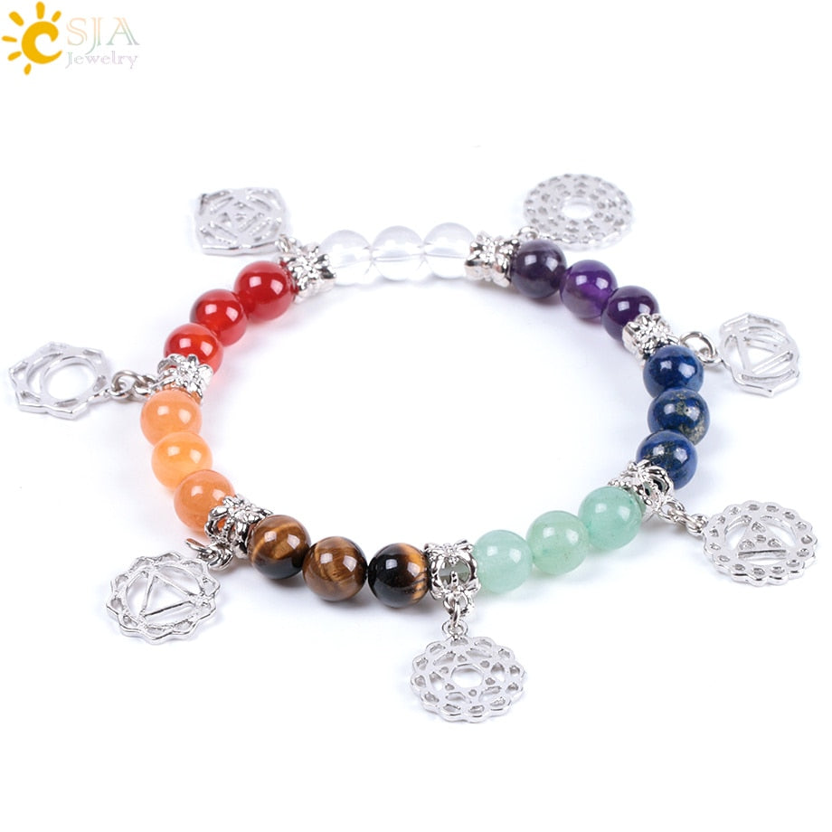 New Hot 8mm 7 Chakra Bracelet Healing Balance Energy Beads Prayer Natural Stone Yoga Bracelets Charm for Women Jewelry