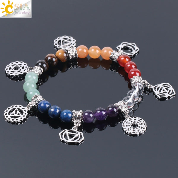 New Hot 8mm 7 Chakra Bracelet Healing Balance Energy Beads Prayer Natural Stone Yoga Bracelets Charm for Women Jewelry