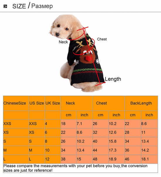 Dog Clothes Warm Pullover Christmas Pet Coat Winter Cats Clothing With Deer Apparel Sweater Knitwear Puppy Coat Outwear Costume