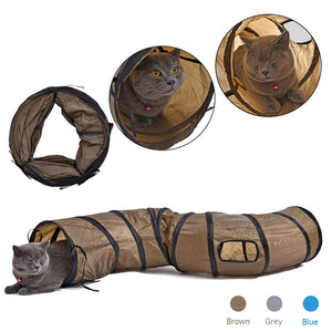 "S"Funny Pet Tunnel Cat Play Tunnel  Brown Foldable 1 Holes Cat Tunnel Kitten Cat Toy Bulk Cat Toys Rabbit Play Tunnel