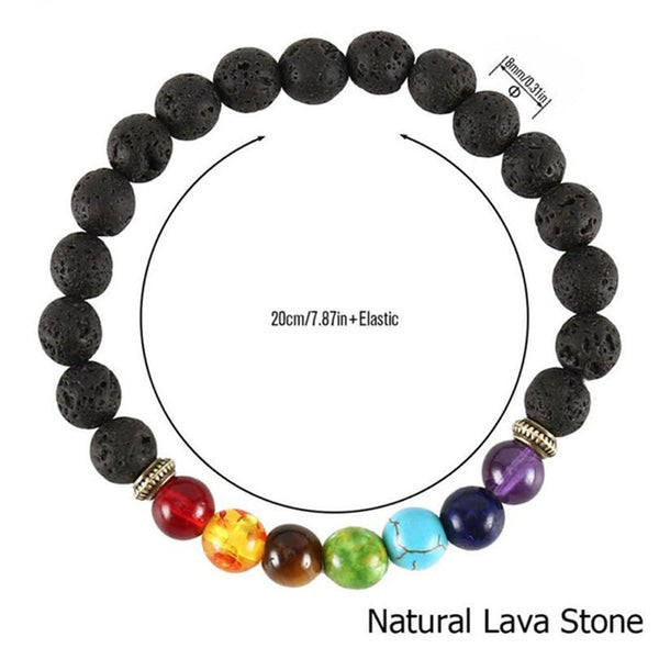 7 Chakra Beaded Bracelet Men Natural Lava Stone Healing Balance Beads Reiki Buddha Prayer Yoga Diffuser Bracelet Women Jewelry