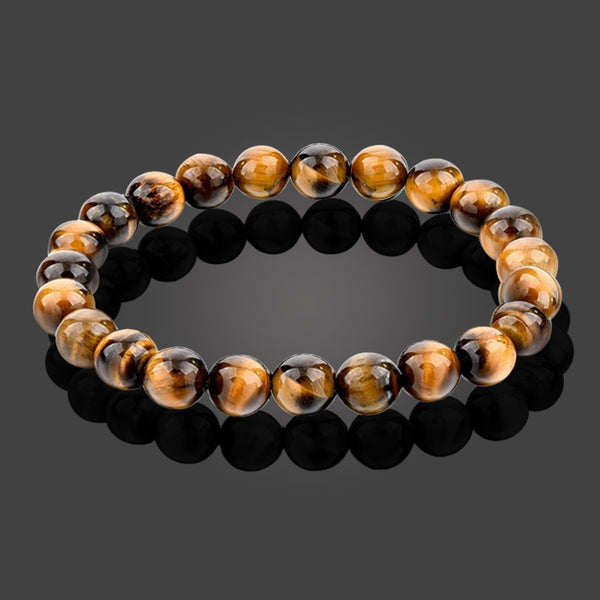 Classic Solid Color Series Natural Stone Beaded Bracelets Tiger Eyes Stone Men Women Charm Chakra Bangles Handmade Jewelry Gifts